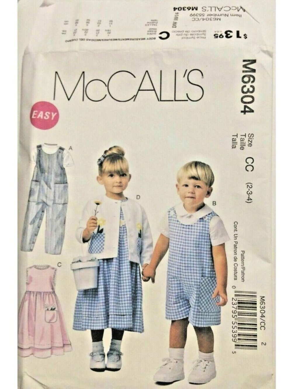 SEWING PATTERN McCalls M6304 Toddlers Rompers 2 Length Dress Jacket Shirt Unisex